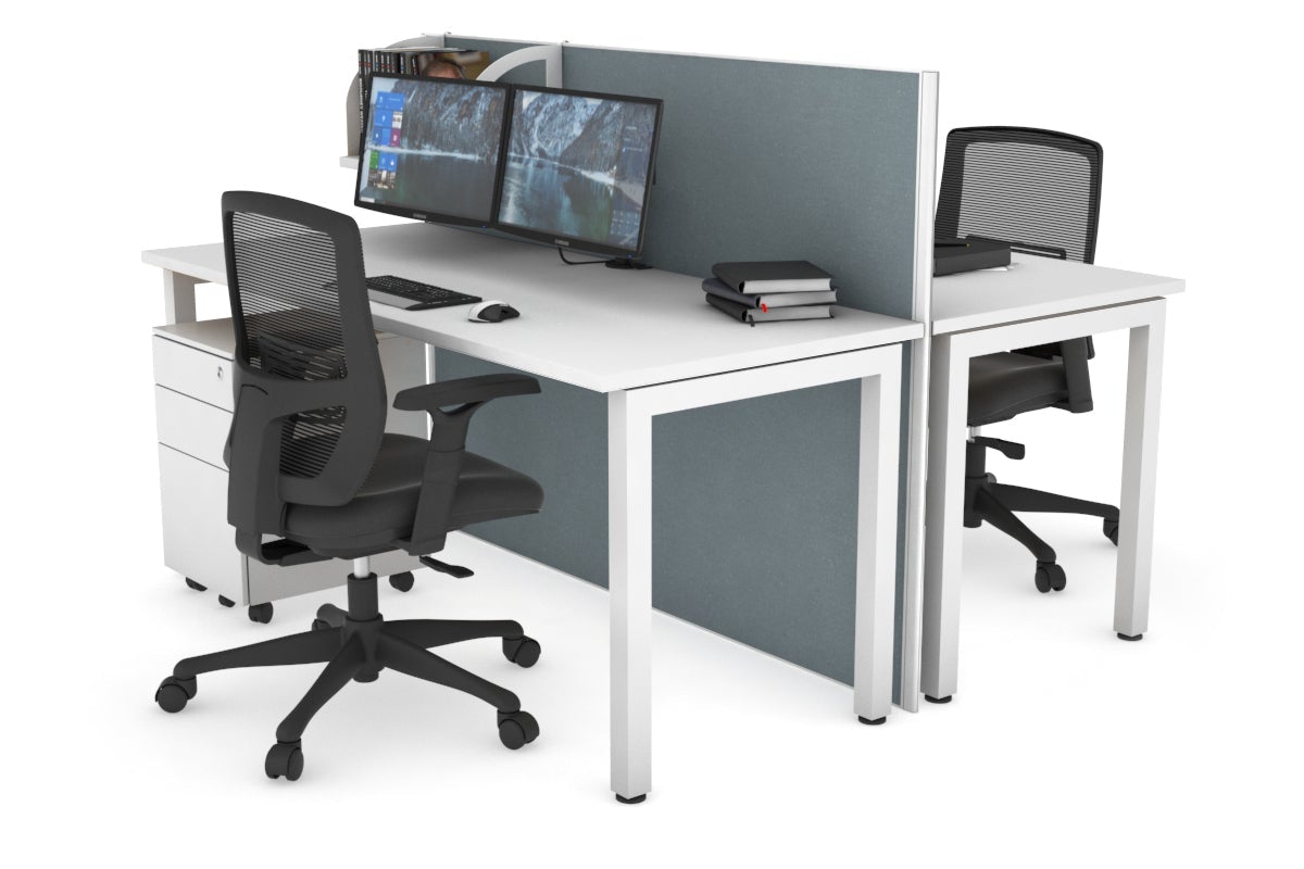 Horizon Quadro 2-Person Office Workstation Bench with Square Legs - 1400L x 700W Dimensions - Perfect for Collaborative Workspaces, Home Offices & Conference Rooms