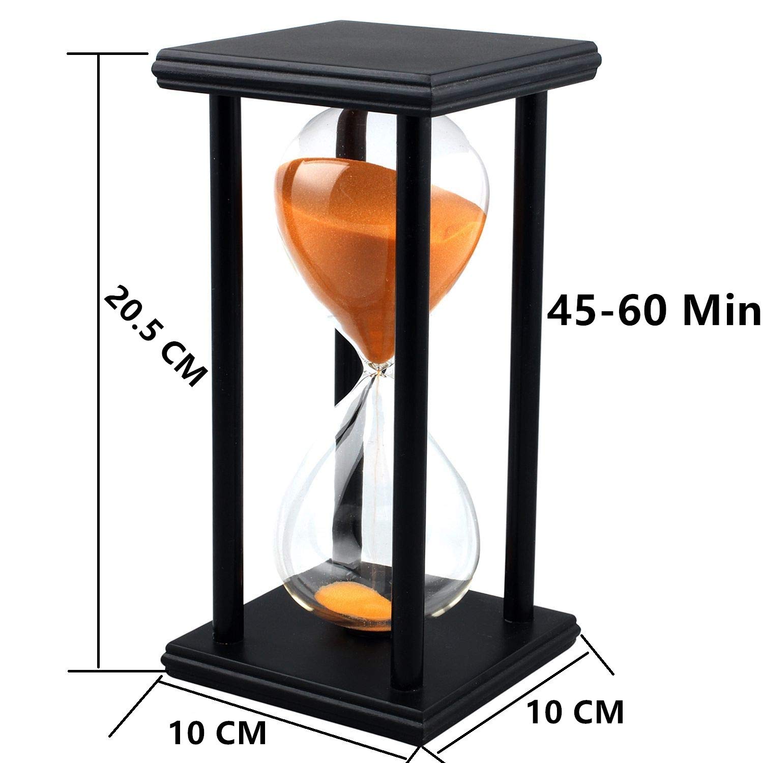 45 Minute Wooden Hourglass Sand Timer - Decorative Orange Sandglass for Home, Office, Restaurant & Party Decor | Perfect for Living Room, Bedroom, Closet & Christmas Festivals