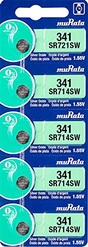 Murata 341 SR714SW 1.55V Silver Oxide Watch Battery (5-Pack) - Long-Lasting Power for Watches, Calculators, Medical Devices & Small Electronics