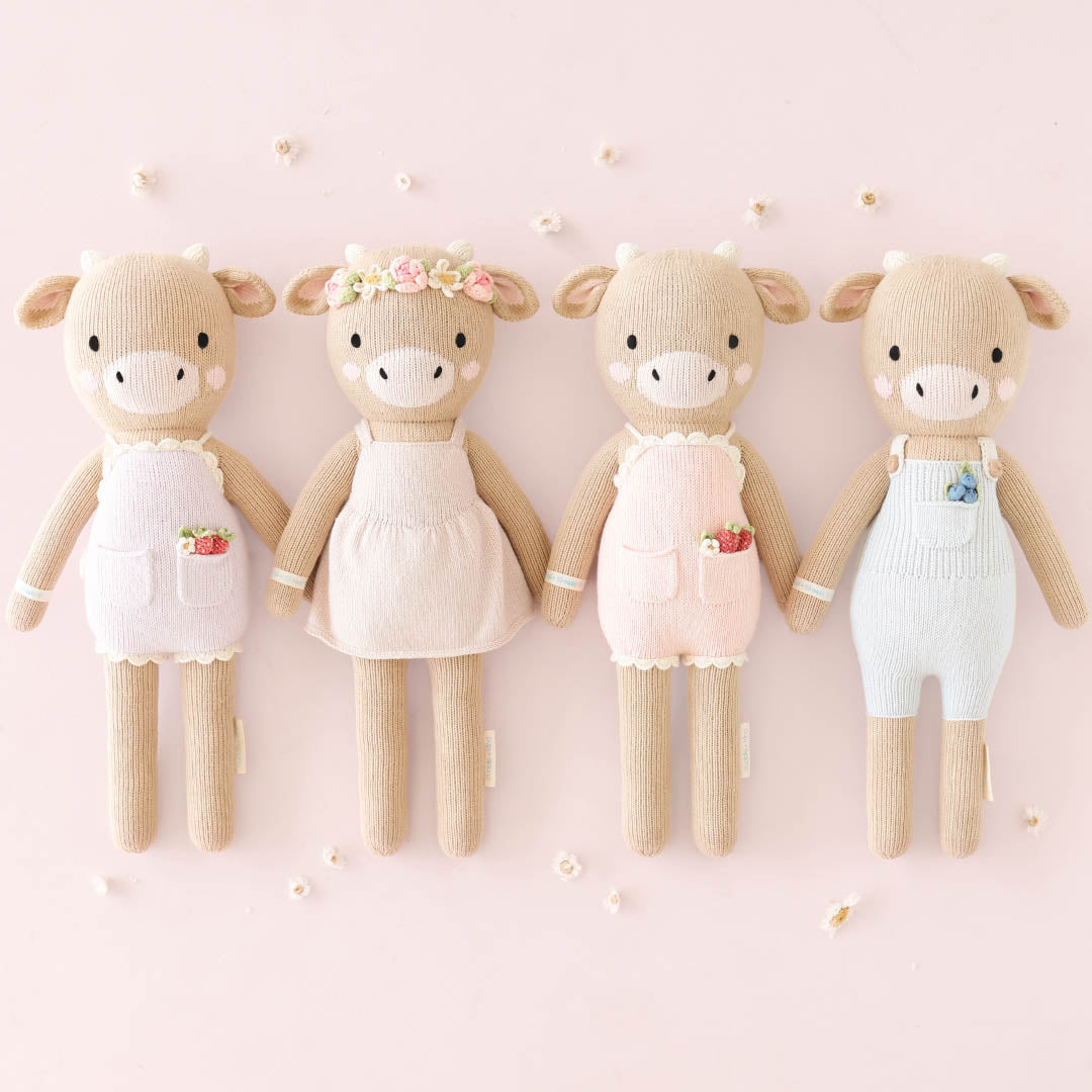 Ava the Cow Plush Toy - Powder Pink Stuffed Animal for Kids, Soft & Cuddly Gift for Birthdays & Nursery Decor