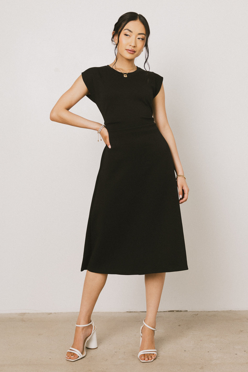 Kyra Black Midi Dress for Women - Elegant Casual & Party Wear - Perfect for Office, Date Night & Special Occasions