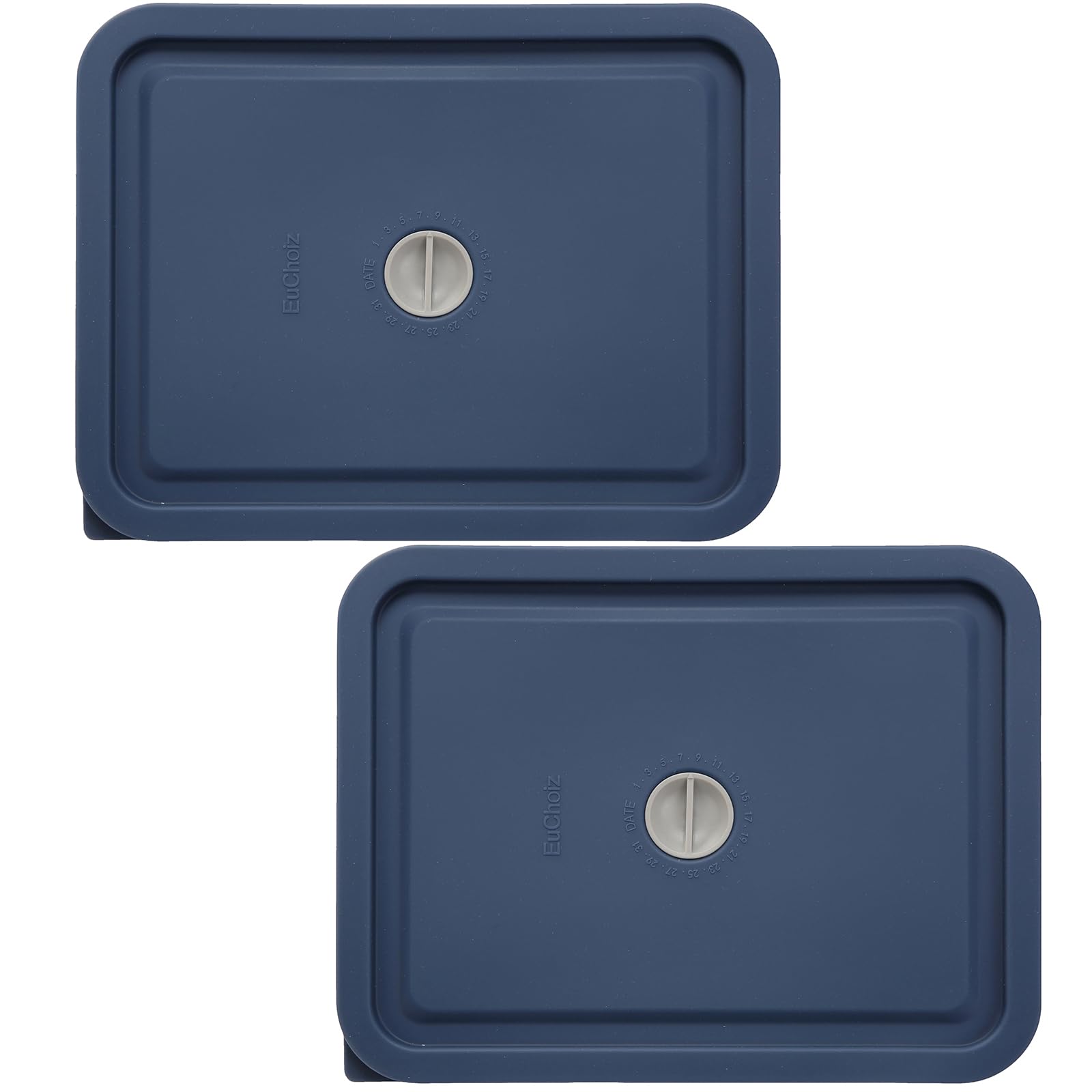 Pyrex 7211-PC 6 Cup Rectangle Replacement Lids - 2 Pack Silicone Storage Cover Lids with Date Mark for Glass Bowls (Dark Blue) - Perfect for Meal Prep, Leftovers & Refrigerator Storage