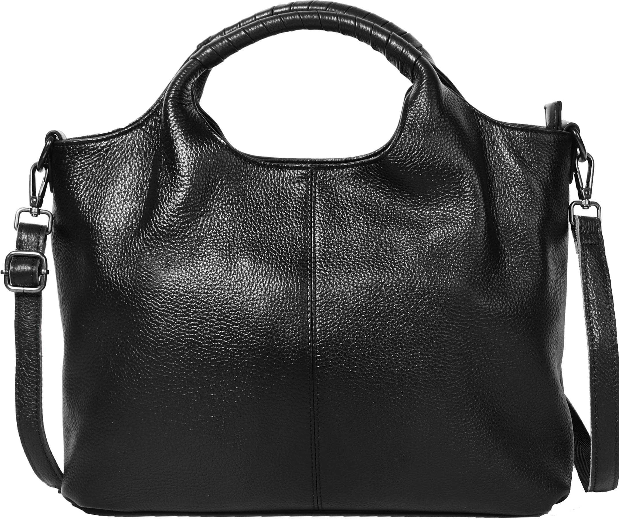 Queenoris Women's Soft Leather Shoulder Bag - Medium Top Handle Satchel Purse with Organizer for Work, Travel & Everyday Use
