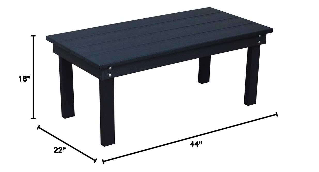 Furniture Barn USA Poly Hampton Coffee Table - Black Modern Side Table for Living Room, Office & Lounge Areas