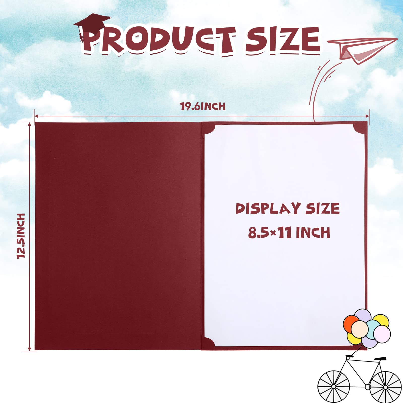 Fainne 200 Pcs 8.5 x 11 Gold Foil Border Certificate Holders - Letter Size Diploma Document Covers for Graduation, Awards & Professional Certificates (Red Cardstock) - Perfect for School Ceremonies, Office Presentations & Keepsake Storage
