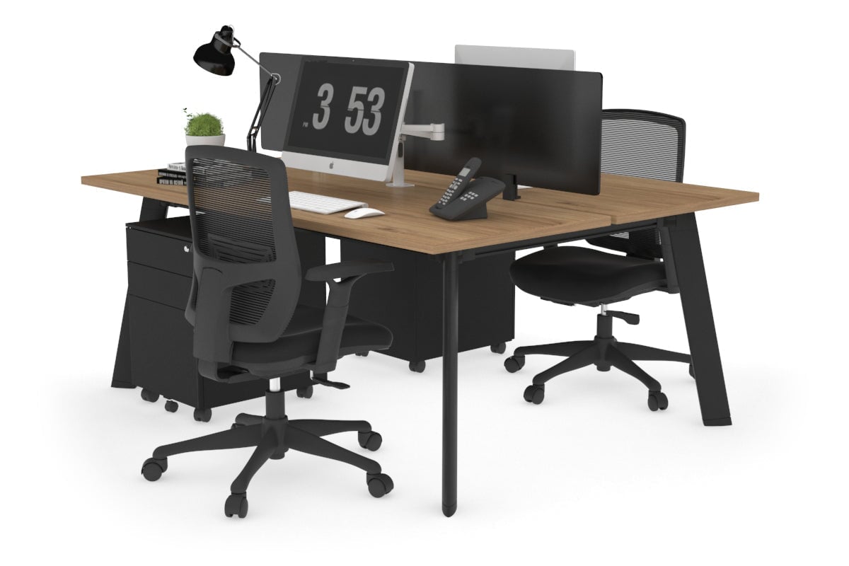 2-Person Workstation with Black Frame - 1200L x 700W Office Desk for Collaborative Workspaces | Perfect for Home Office, Coworking Spaces & Team Projects