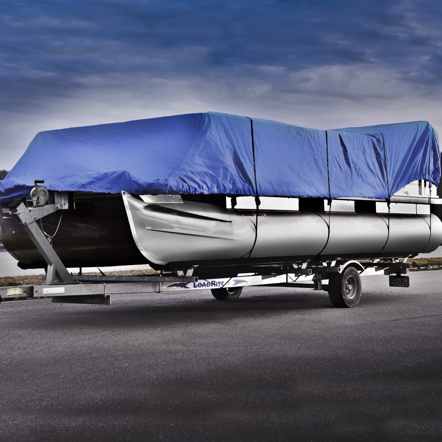 Heavy Duty 600 Denier Pontoon Boat Cover - Waterproof, UV Resistant, Fits 24' to 28' Boats (Up to 110