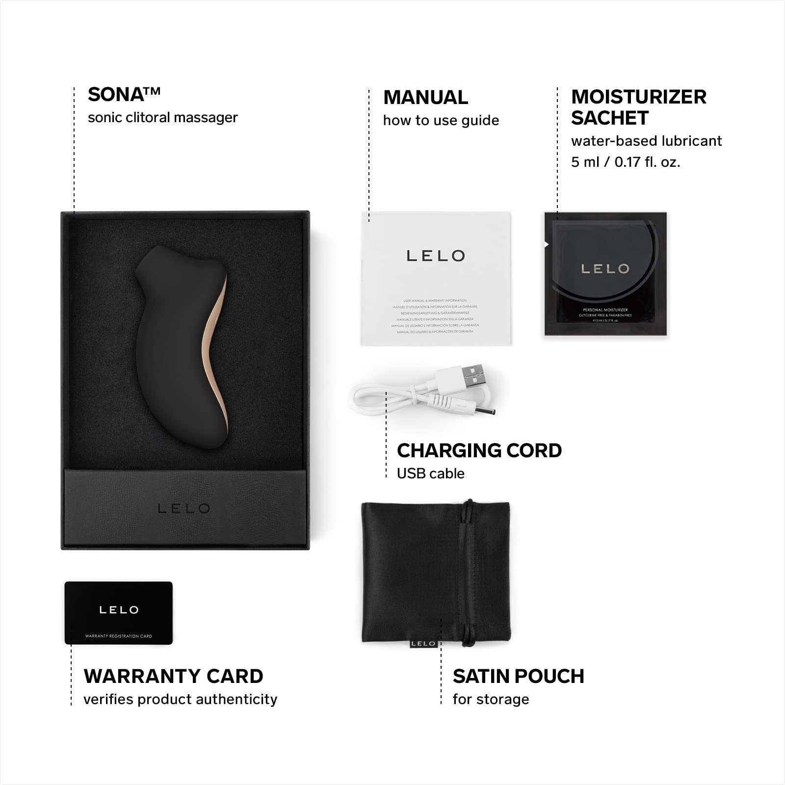LELO SONA 2 Cruise Sonic Clitoral Stimulator - Rechargeable Waterproof Clit Sucker & Pulsating Vibrator for Women - Adult Sex Toy for Solo Play & Couples - Black Luxury Pleasure Device for Enhanced Orgasms & Intimate Moments