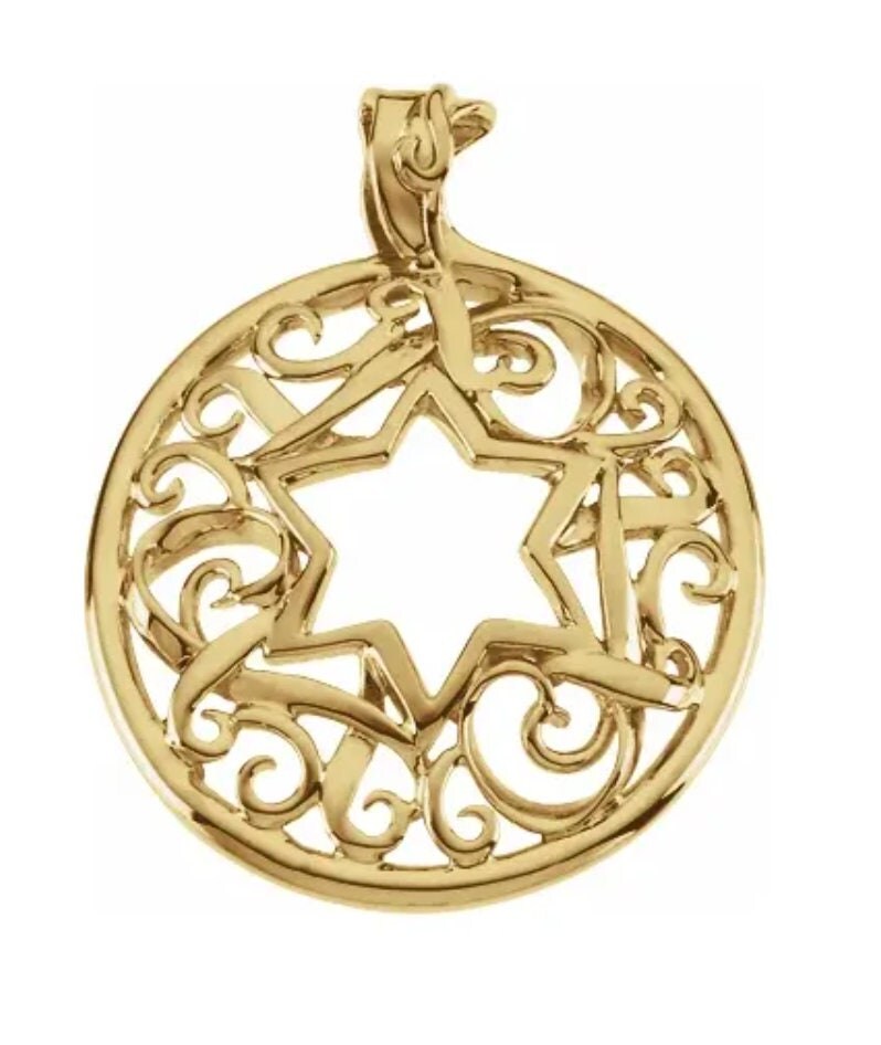 10kt, 14kt or 18kt Solid Yellow/White Gold 34x27.5mm Star of David Pendant - Genuine Solid Gold Jewelry for Men & Women - Perfect for Hanukkah Gifts, Jewish Celebrations & Everyday Wear