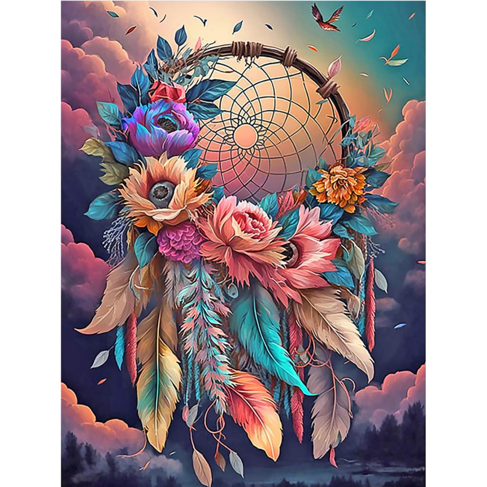 5D Diamond Painting Kits for Adults Beginners - Acudotr Full Drill DIY Diamond Art Kit with Dreamcatcher Design (12x16 Inch) for Home Wall Decor, Gift & Relaxation - Perfect for Stress Relief, Craft Projects & Bedroom Decoration