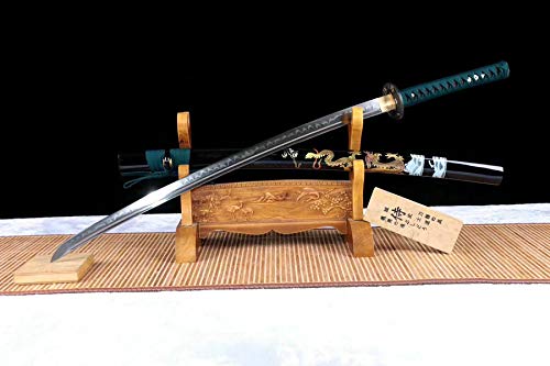 Handmade Japanese Samurai Katana Sword - HRC65 Sharp T10 Clay Tempered Steel Blade, Full Tang - Perfect for Martial Arts Training, Cosplay & Collectors Display