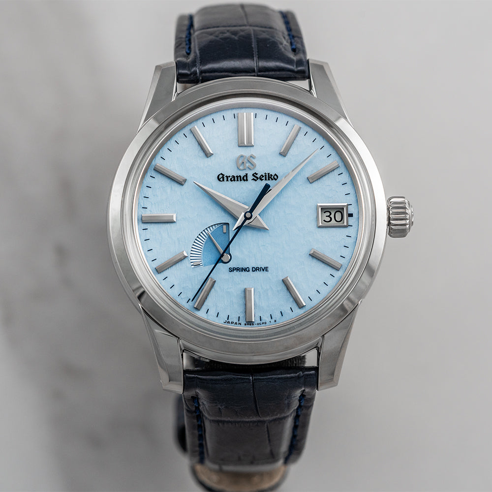 SBGA407 Skyflake Elegance Spring Drive 40.2mm Blue Leather Strap Watch - Perfect for Business Meetings & Formal Events