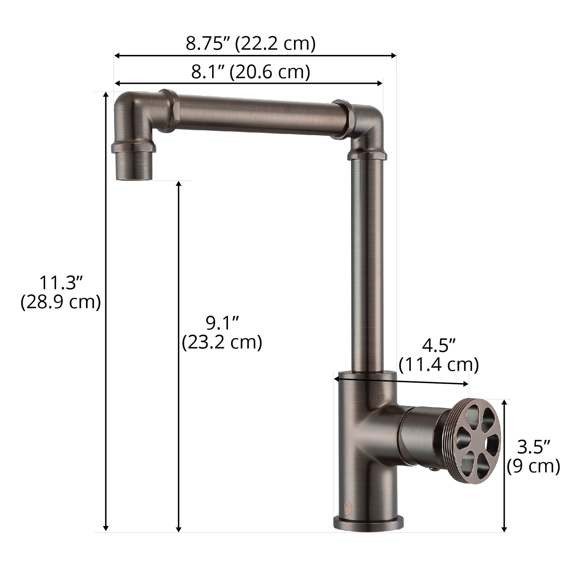 Oil Rubbed Bronze Round Wheel Handle 1-Hole Deck Mount Bathroom Faucet - Perfect for Modern and Vintage Bathroom Renovations
