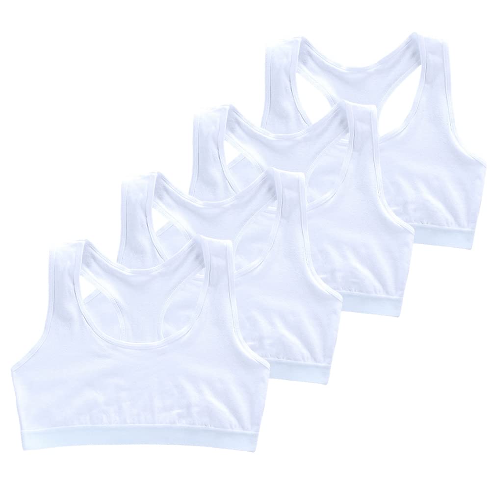 Girl's Seamless Cotton Sports Bra 8-Pack - Soft, Breathable Training Bras for Girls 9-14 Years - Perfect for Gym, Yoga & Everyday Wear