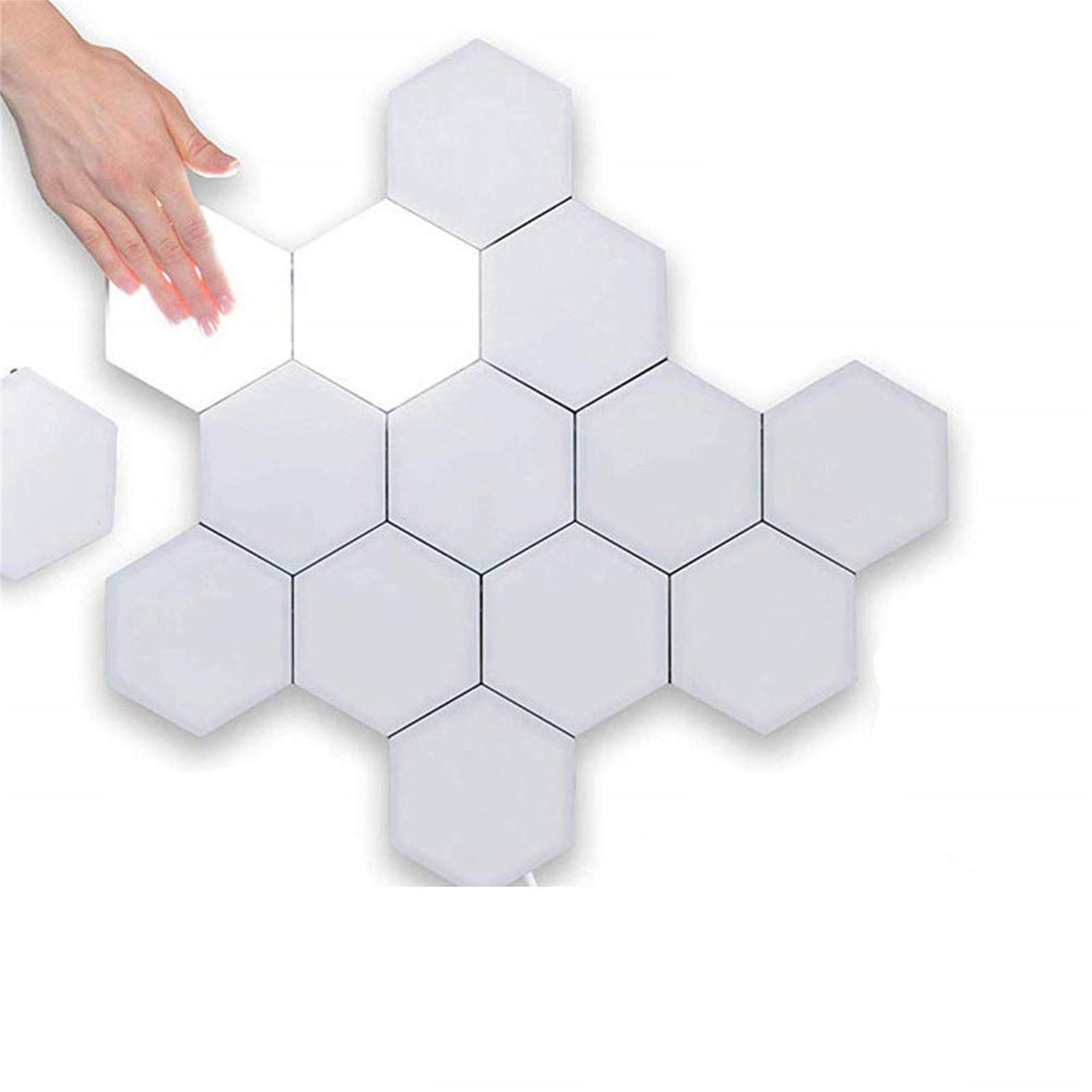 ALOVEWE Hexagonal Wall Light Set of 6, Modern Modular Touch Sensitive LED Hexagon Wall Lamps - Dimmable Ambient Lighting for Bedroom, Living Room & Home Decor (Black)
