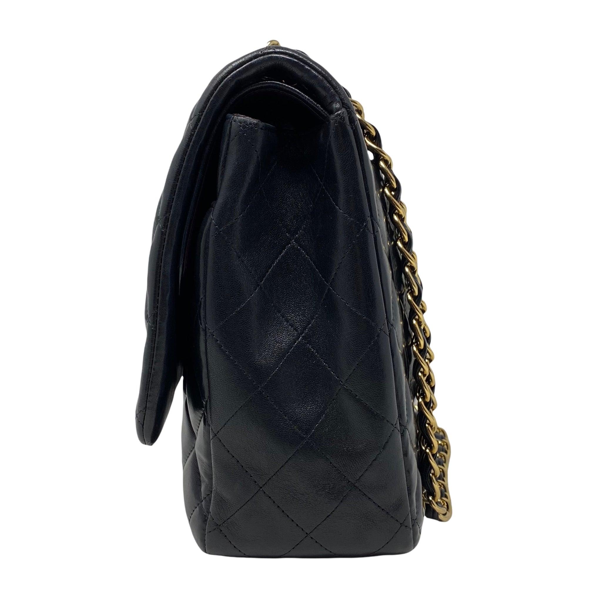Chanel Black Lambskin Maxi Classic Flap Bag - Luxury Designer Handbag for Women | Perfect for Evening Events, Parties & Special Occasions