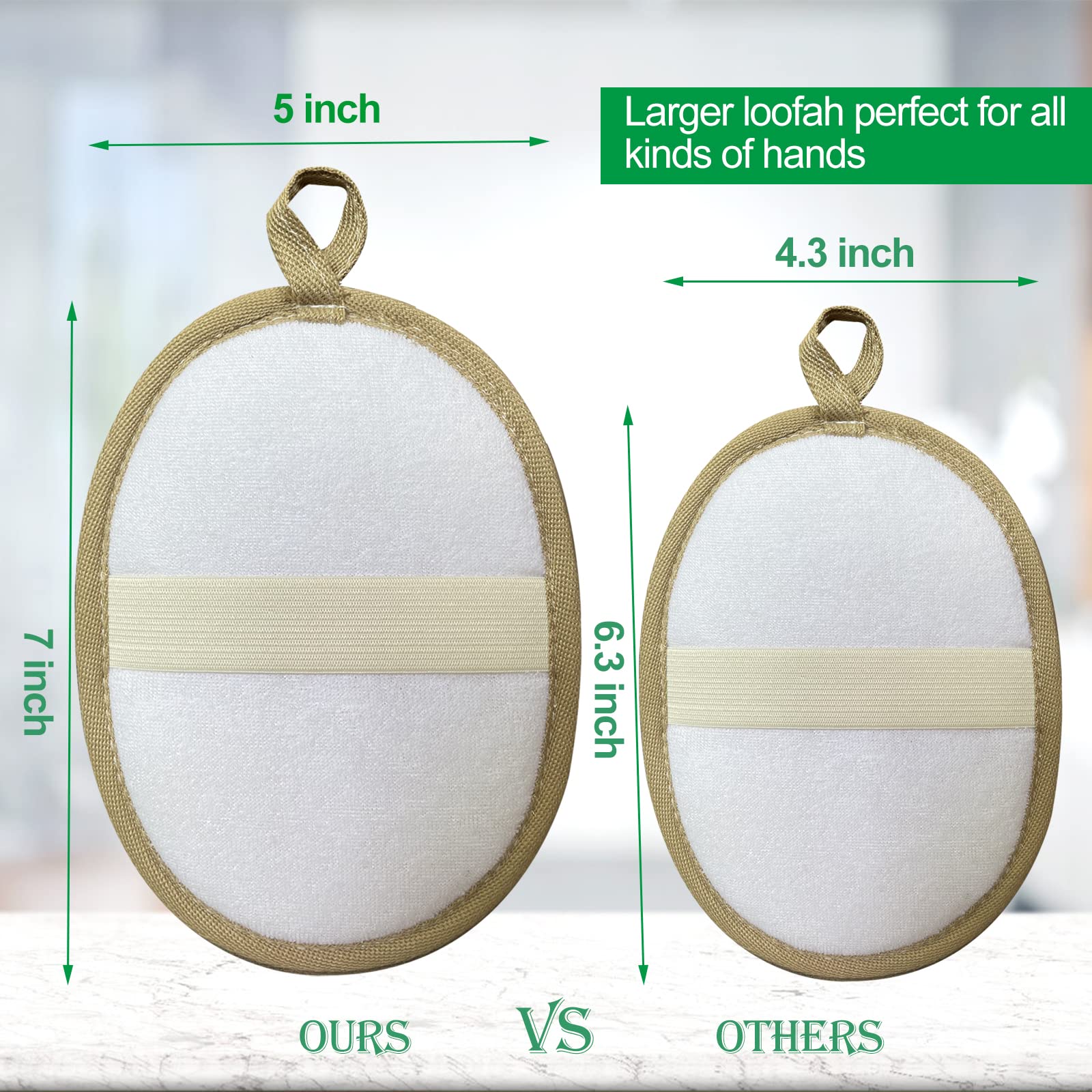 100% Natural Exfoliating Loofah Back Scrubber - Pack of 2 | Body Wash Sponge for Shower & Bath | Deep Cleansing & Skin Renewal for Soft, Smooth Skin | Perfect for Exfoliation & Dead Skin Removal