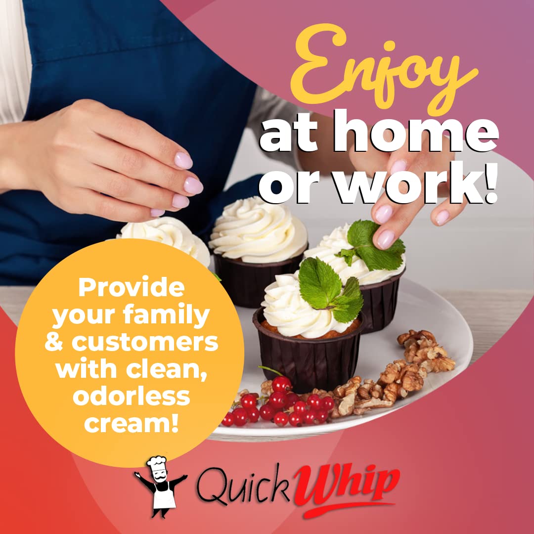 QuickWhip Pro 100 Whipped Cream Chargers (600 Cartridges - 6 Boxes of 100) - 9g Food Grade N2O for Professional & Home Use - Compatible with Standard Cream Dispensers - Perfect for Desserts, Coffee Toppings & Cocktail Garnishes