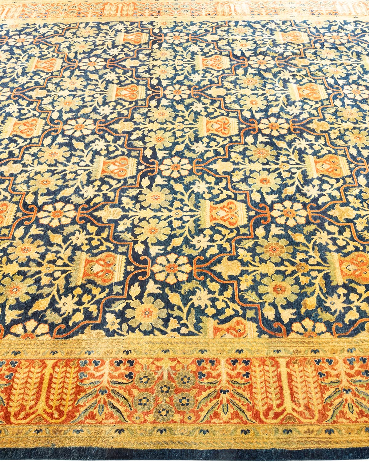 Handmade Blue Oriental Wool Area Rug 6x9 - Solo Rugs One of a Kind Hand Knotted Traditional Mogul Design for Living Room, Bedroom & Home Decor