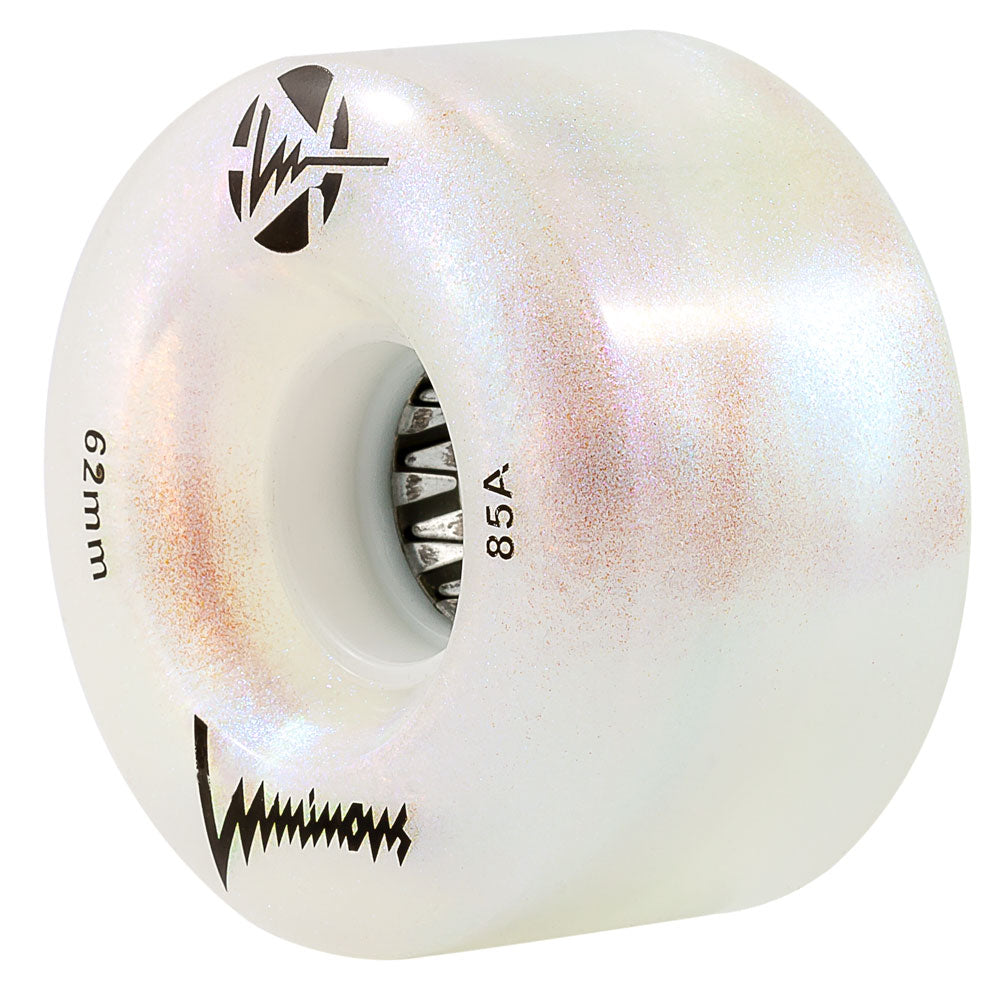 Luminous 62mm LED Glitter Light Up Quad Wheels - 4 Pack for Roller Skates, Skateboards & Scooters - Glow in The Dark Wheels for Night Riding & Outdoor Activities
