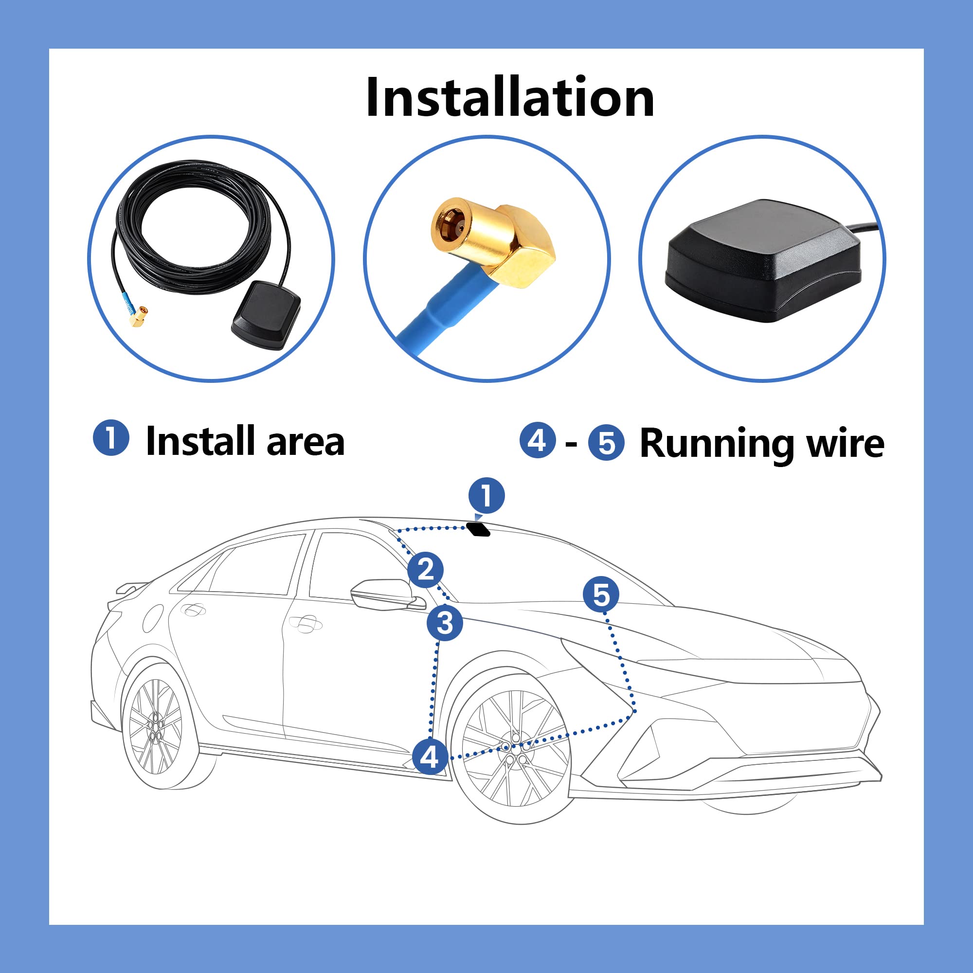 8 Ft Sirius XM Satellite Radio Antenna - Magnetic Base for XM/Sirius Receivers | Compatible with Lynx, Edge, MiRGE, XMp3, Inno, AirWare, Xpress, Onyx, XR9 | Home & Car GPS Antenna Replacement | Perfect for Road Trips & Indoor Satellite Radio Setup