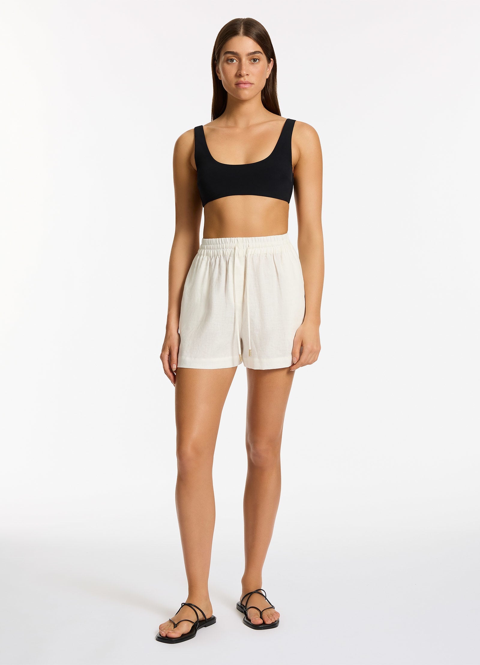 Jetset Stretchy Elastic Waist Shorts for Women - Soft Cream Color - Perfect for Travel, Yoga & Casual Wear