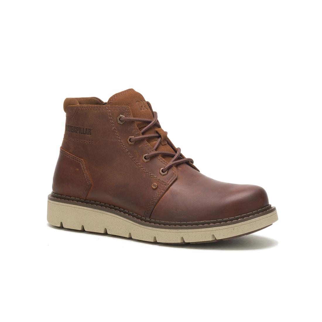 Covert Soft Toe Waterproof Mid Boot - Genuine Leather Brown Work Boots for Men - Ideal for Construction, Hiking & Outdoor Activities
