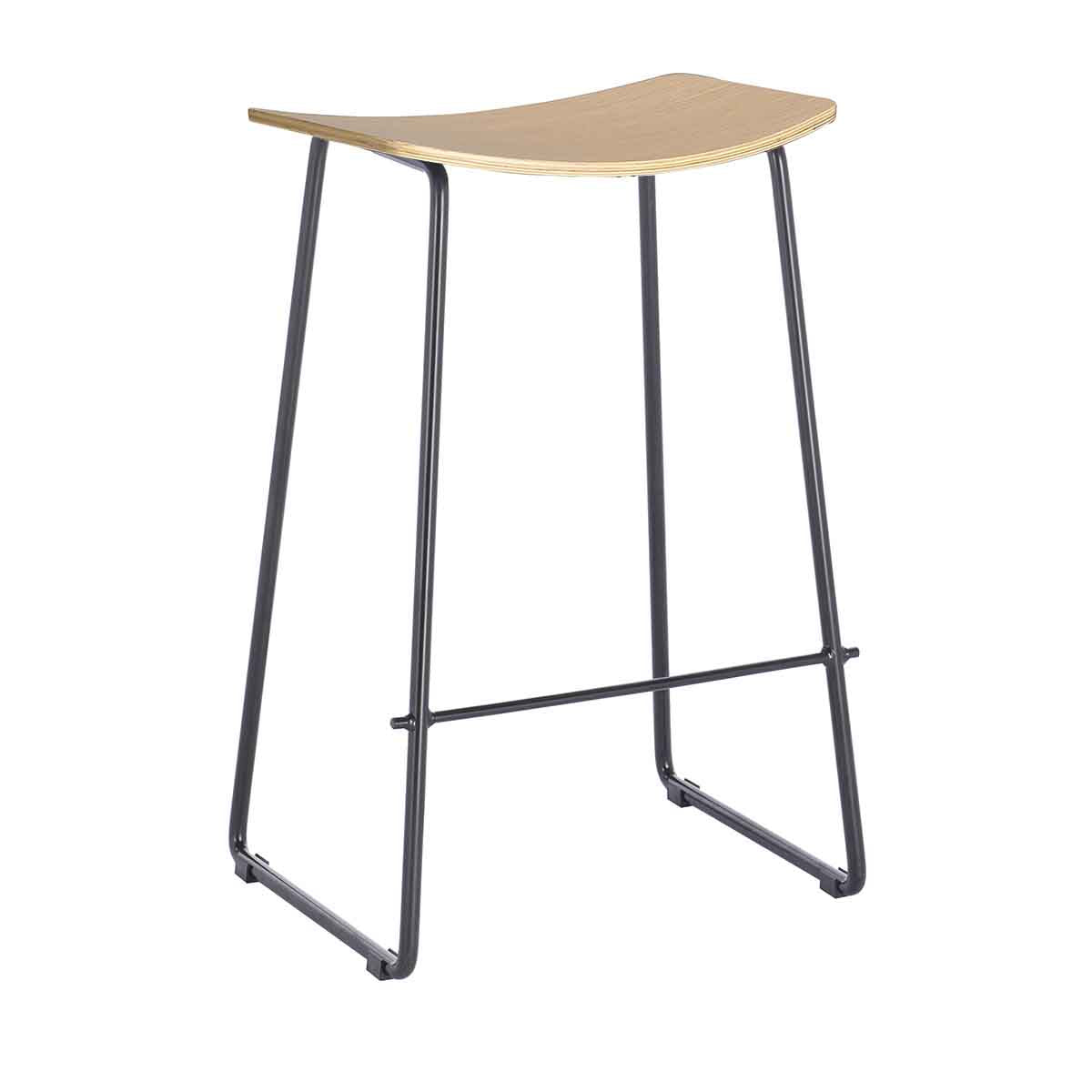 Hendrix Backless Oak Bar Stool - Modern Kitchen & Dining Counter Height Stool for Home, Bar, Restaurant, and Cafe Use