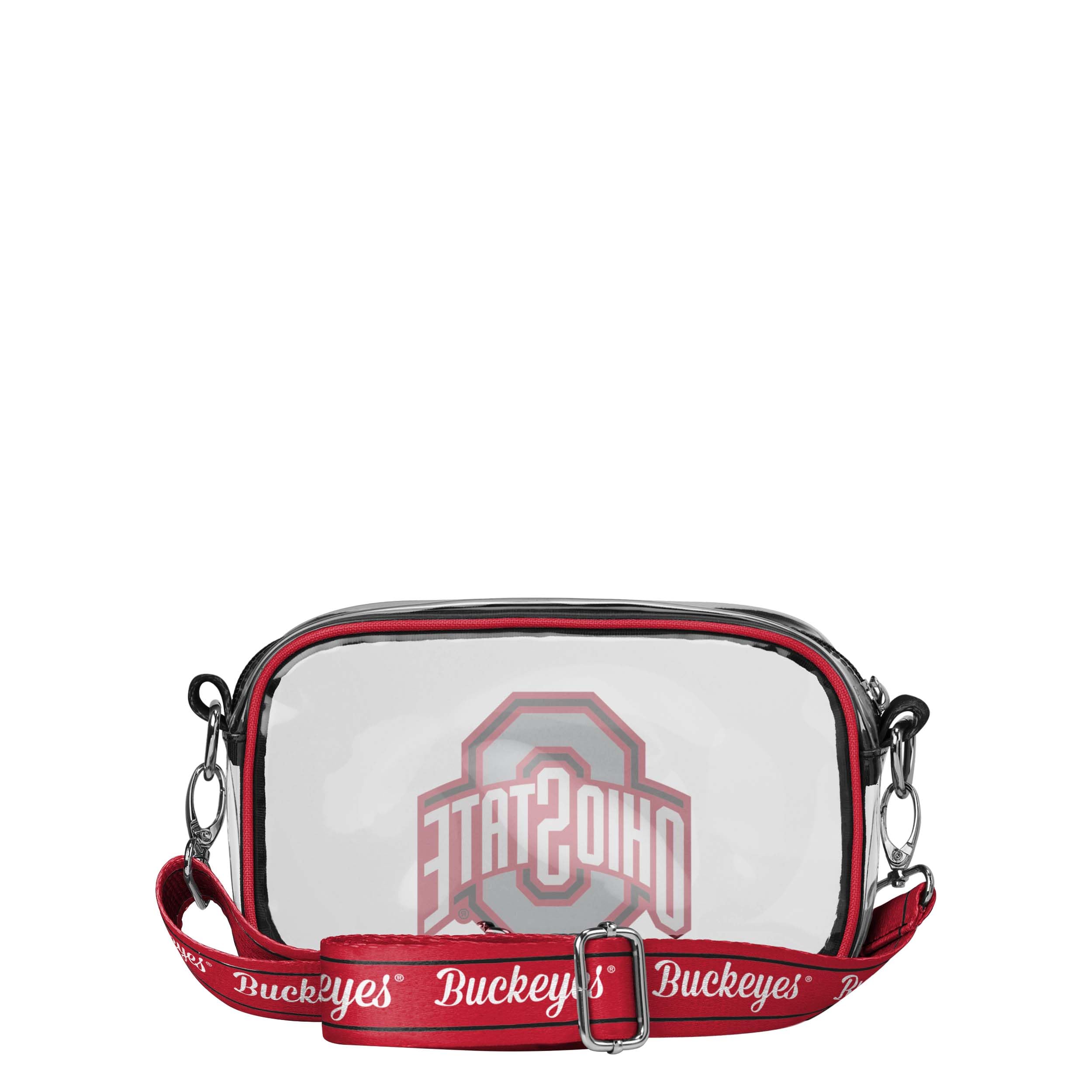 FOCO NCAA College Team Logo Stripe Clear Crossbody Bag - Stylish Game Day Purse for Women | Perfect for Football, Basketball & Tailgating Events