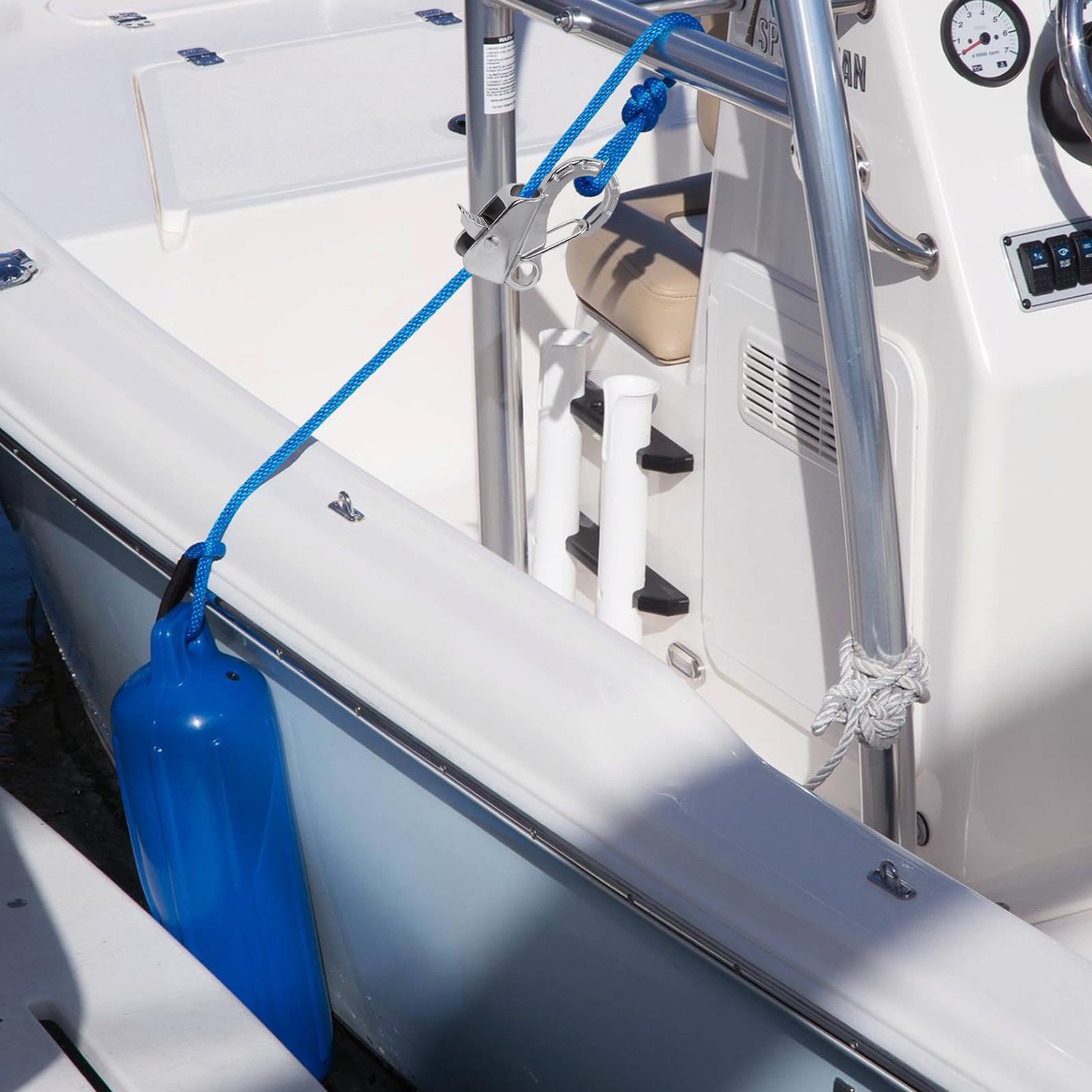 Stainless Steel Boat Fender Clips - Quick Release Marine Clips for Rail Mounting, 3/8