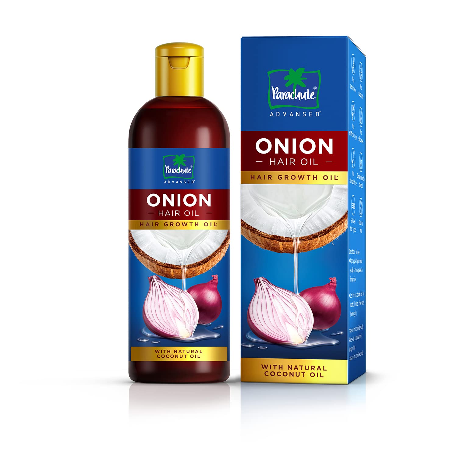 Parachute Advanced Onion Hair Oil with Comb Applicator - Promotes Hair Growth & Reduces Hair Fall - Enriched with Natural Coconut Oil & Vitamin E - 200ml - Perfect for Daily Hair Care & Scalp Massage