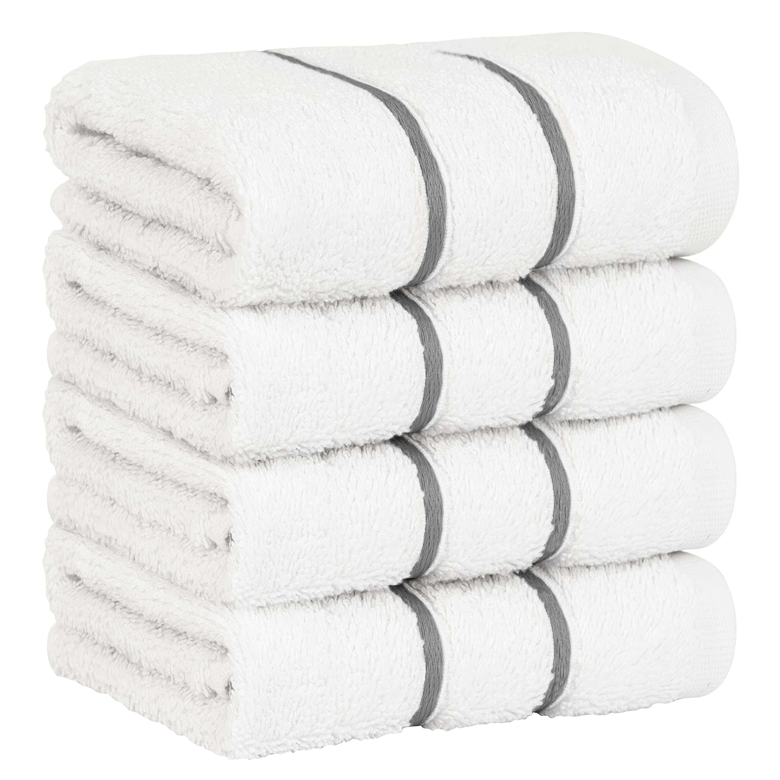 4 Pack Premium White Washcloths - 100% Turkish Cotton Face & Hand Towels for Bathroom, Kitchen & Spa - Soft Absorbent Wash Rags (Dark Gray) - Perfect for Daily Use, Baby Care & Hotel Essentials