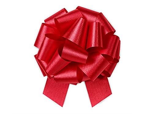 10 Pack Red Pull String Bows - 4 Inch Christmas Gift Wrap Bows for Wedding, Party, Holiday Decorations - Perfect for Gifts, Wreaths, and DIY Crafts