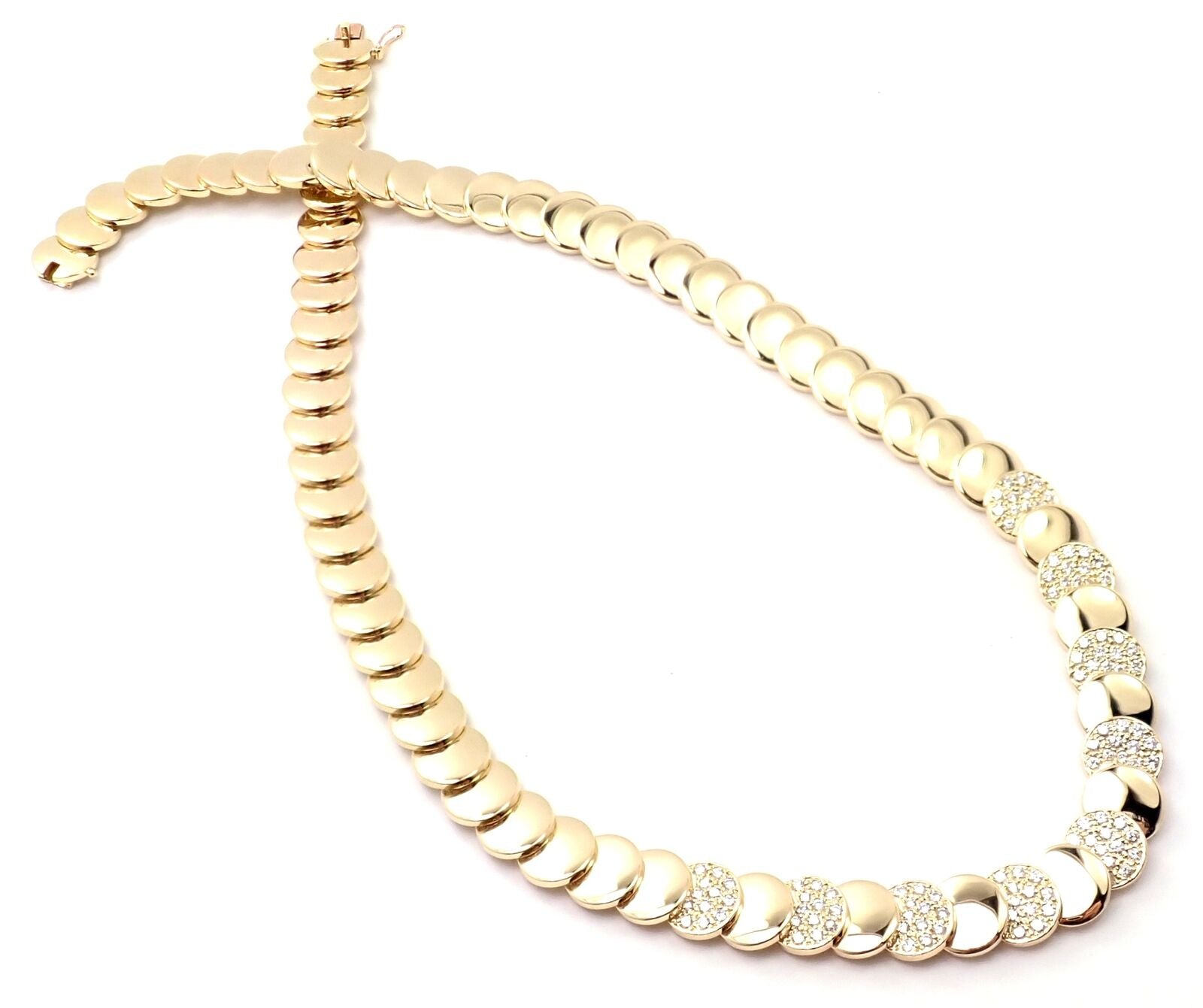 Vintage Van Cleef & Arpels 18k Yellow Gold Diamond Disc Necklace - Authentic Luxury Jewelry for Women, Perfect for Weddings, Anniversaries & Special Occasions