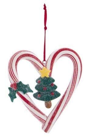 Festive Candy Cane Heart Shaped Christmas Tree Ornament - Perfect for Holiday Decorations, Gift Giving & Xmas Party Decor