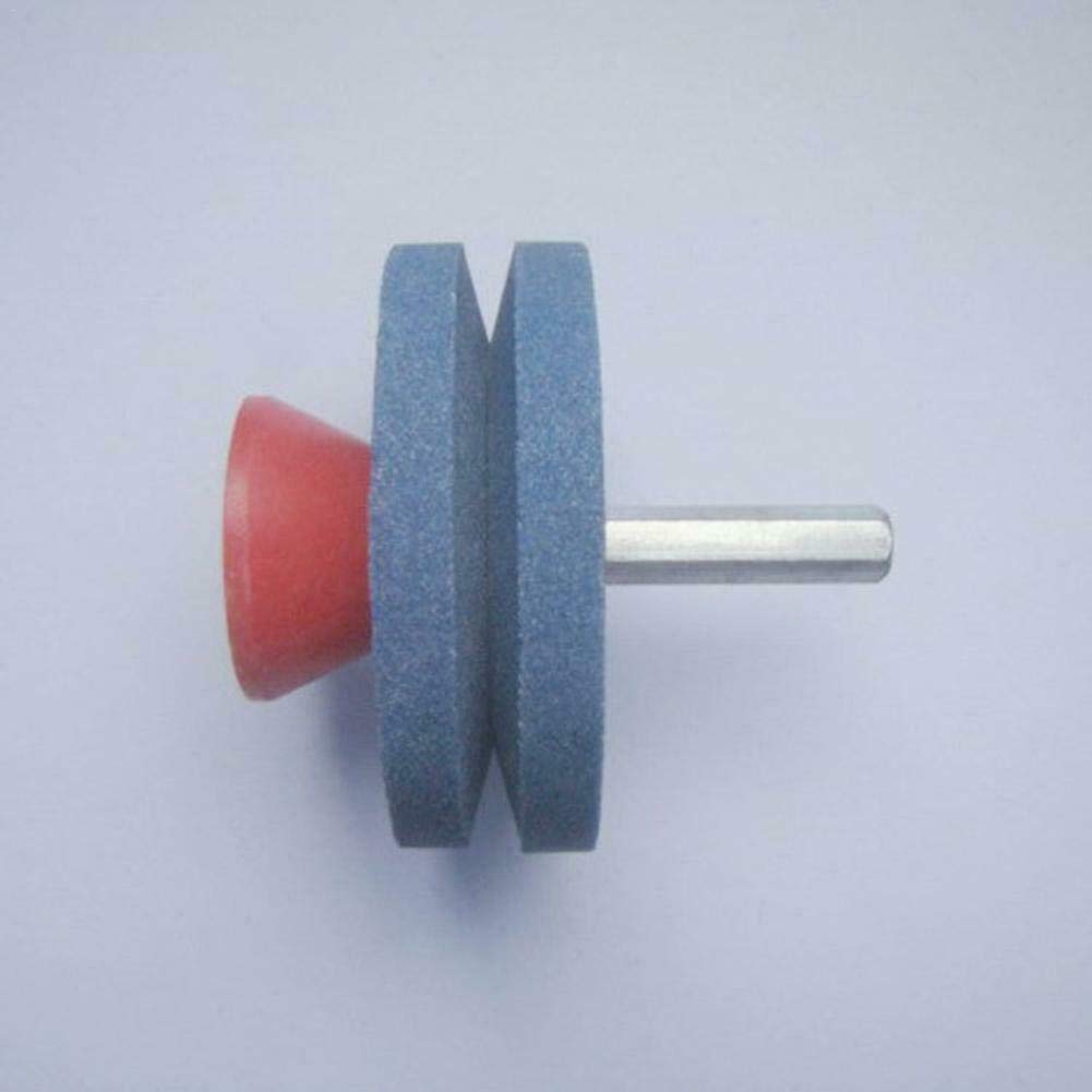 **Lawn Mower Blade Sharpener - Rotary Drill Attachment for Garden Tools, Green & Pink Abrasive Wheel - Sharpens Mower Blades Quickly & Safely (Ships from France) - Perfect for DIY Lawn Care & Maintenance**