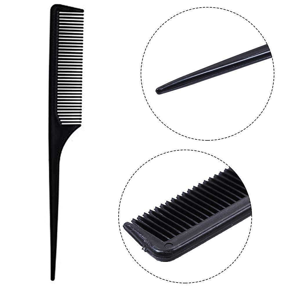Glamlooks Professional 10-Piece Plastic Hair Comb Set - Salon Styling Tools for Hair Cutting, Styling & Barber Use - Multipurpose Hairbrush Kit (Black) | Perfect for Home, Salon & Travel Hair Care
