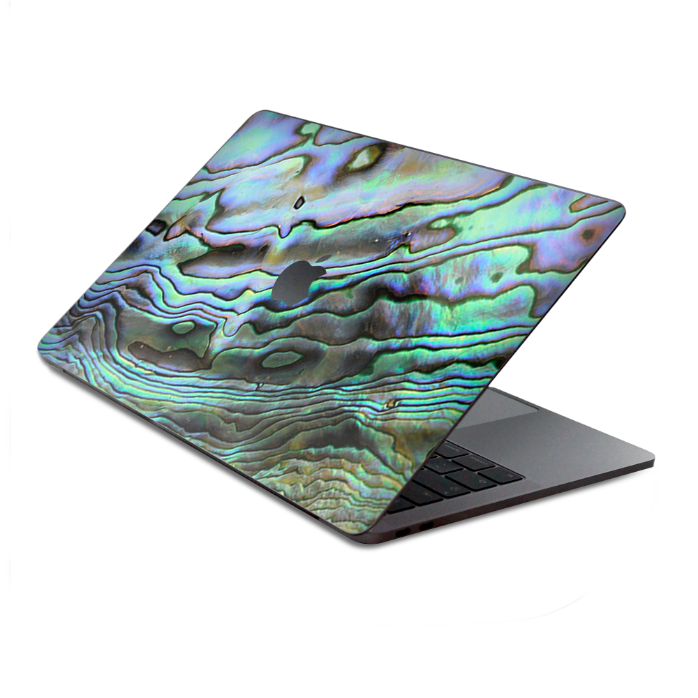 Premium Abalone Ripples Skin Cover for MacBook Pro 15 Inch (2016-2019) - Green Blue Purple Shell Design | Compatible with Models A1707, A3162, A1990 | Protective Vinyl Decal for Work, School & Travel