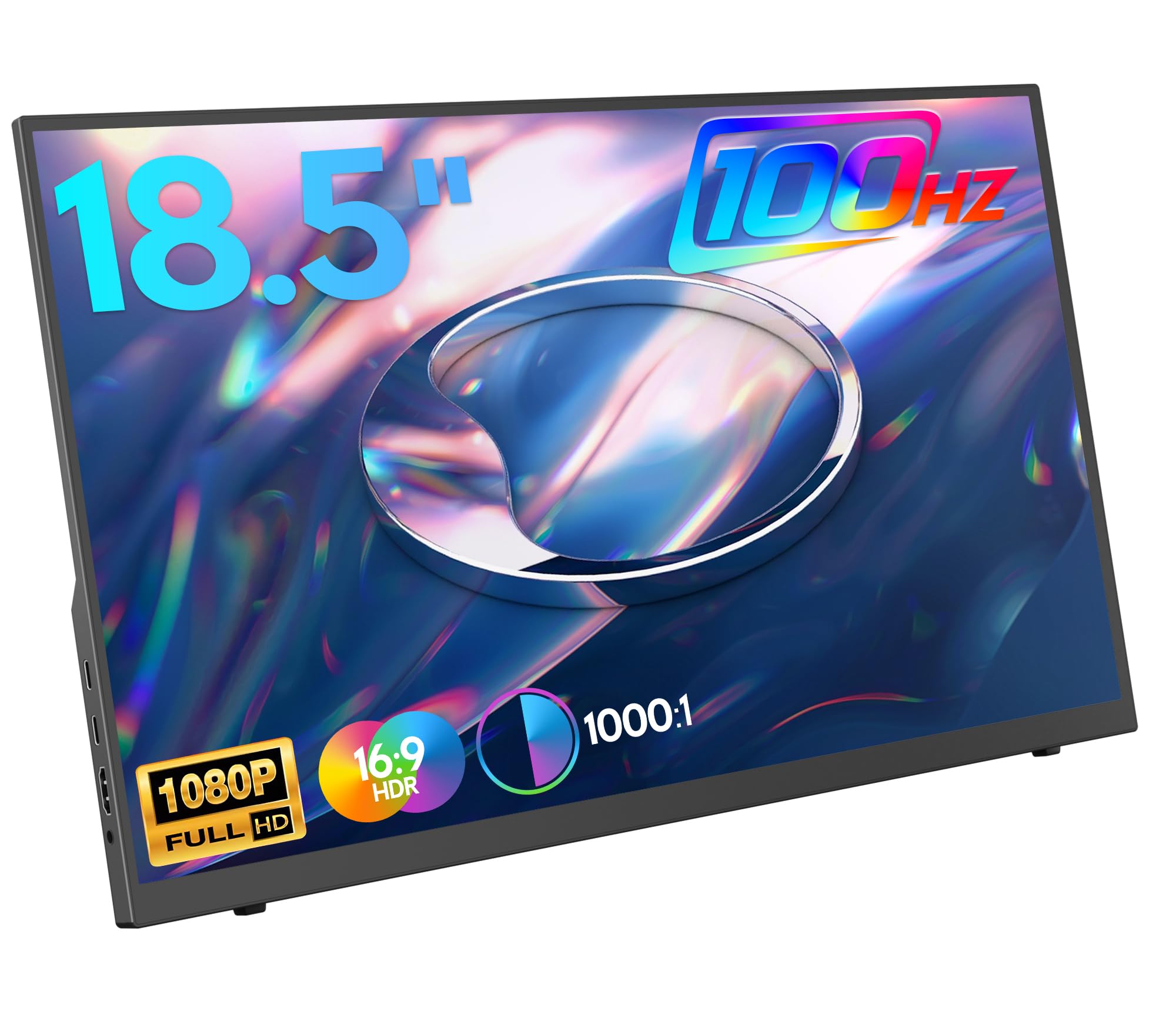 HONGO 18.5 Inch 100Hz Portable Monitor 1080P FHD IPS HDR Gaming Display with Stand - Ultra Slim Travel Second Screen for Mac, PC, Laptop, Xbox, PS5/4 - Perfect for Work, Gaming & Entertainment On The Go