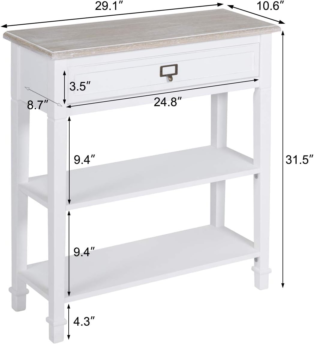 Kinsuite Narrow Console Table - Modern Entryway Hallway Table with Storage, White | Accent Sofa Table for Living Room, Bedroom & Small Spaces | Perfect for Home Décor, Apartment Entry & Compact Areas