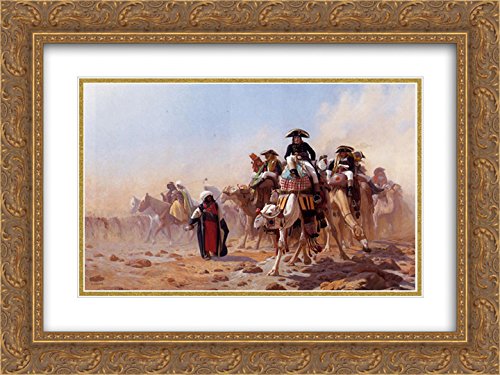 Napoleon and His General Staff - 24x18 Gold Ornate Framed Museum Art Print by Jean Leon Gerome | Double Matted Historical Painting | Perfect for Office Decor, Living Room Wall Art, and History Enthusiasts
