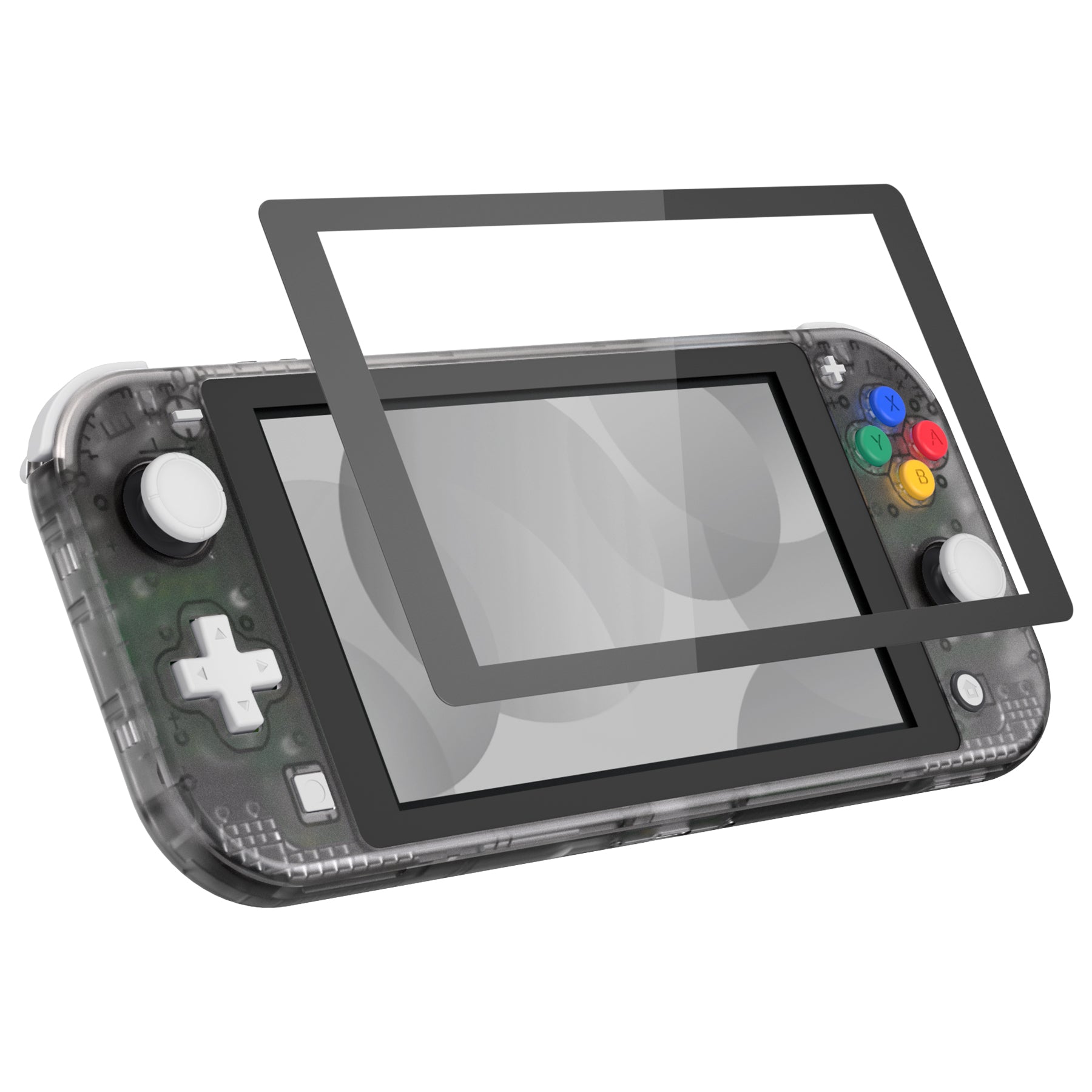 eXtremeRate Clear Black DIY Replacement Shell for Nintendo Switch Lite - Custom Controller Housing with Screen Protector | Durable Case Cover for NSL Handheld Console | Perfect for Gaming Enthusiasts & DIY Modders