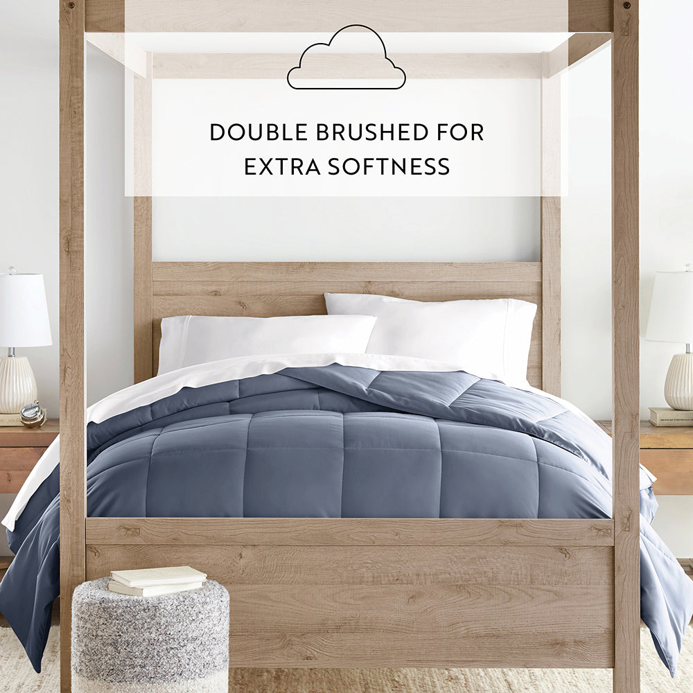Premium Solid Down Alternative Comforter - Hypoallergenic, Breathable & Ultra Soft Bedding for All Seasons | Perfect for Bedroom, Guest Room & Dorm Use
