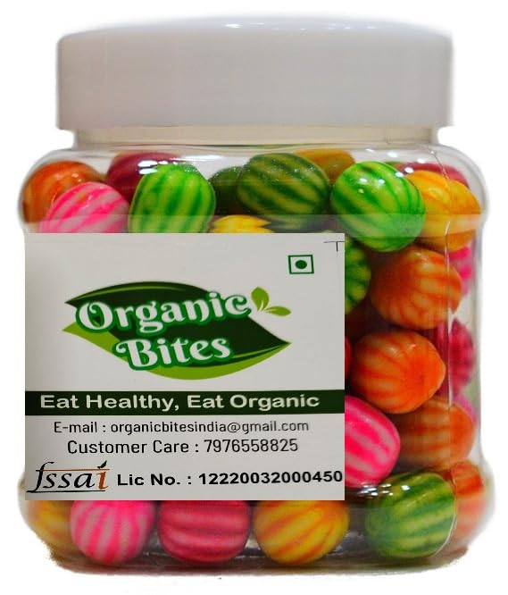 Organic Chewing Gum Balls - Sugar-Free Bubble Gum Candy with Mixed Fruit Flavor - 150 Pieces in Resealable Jar (350g) - Perfect for Office Snacks, Party Favors & On-The-Go Fresh Breath