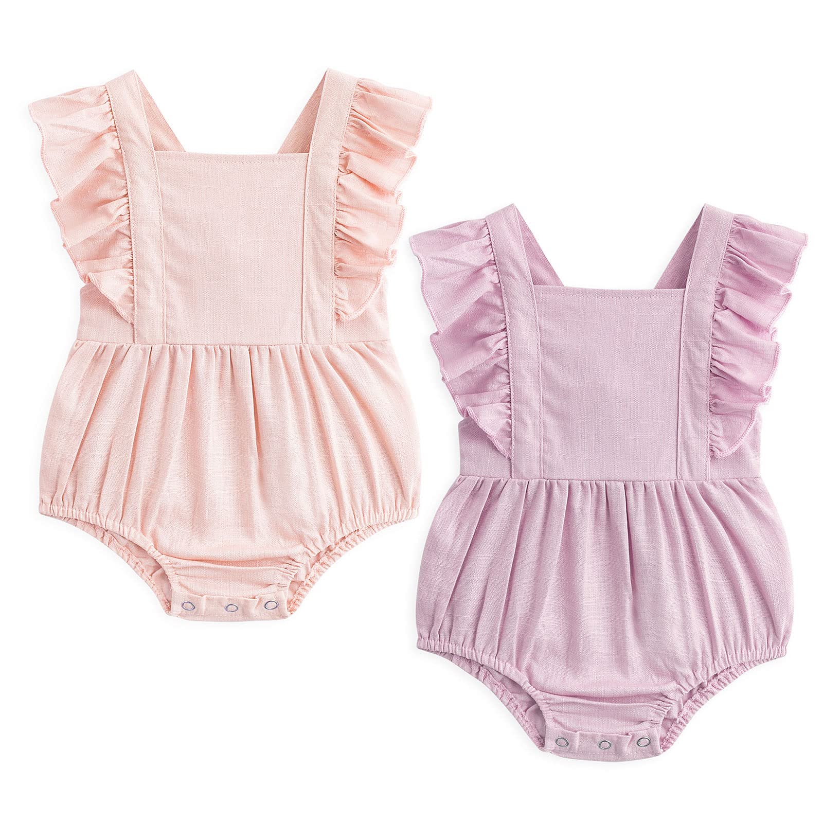Simplee Kids Baby Onesies - Unisex Cotton Linen Romper Jumpsuit, Long Sleeve Solid Color Handmade Outfit for Newborns & Toddlers - Perfect for Playtime, Photo Shoots & Everyday Comfort