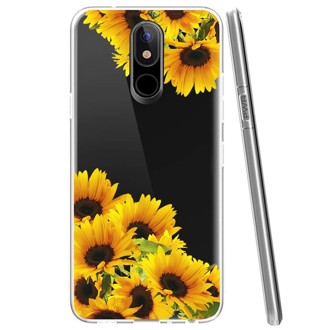Compatible with LG Stylo 5/5V/5X/5 Plus Case - Cute Clear Sunflower Pattern Slim Shockproof TPU Protective Phone Cover for Women & Girls | Perfect for Everyday Use, School & Work Protection