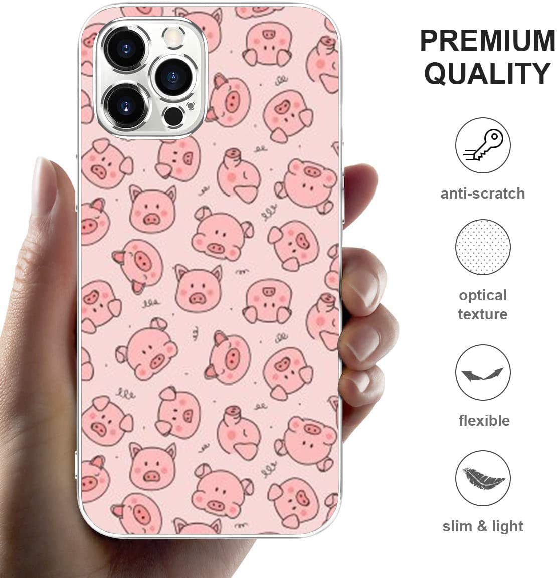 Cute Funny Pig Printed Shockproof Case for iPhone 13 - Fashionable Protective Cover for Women & Girls - Perfect for Daily Use, School, Work and Travel