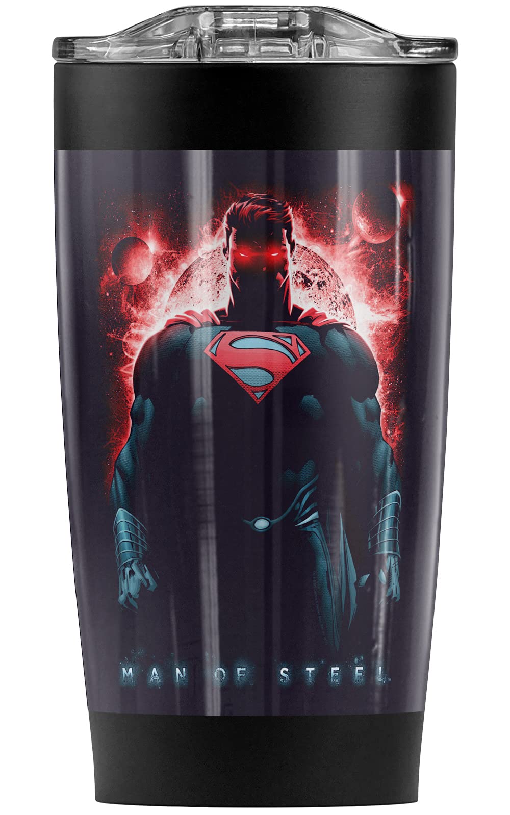 Superman Man of Steel Red Son of Krypton 20 oz Stainless Steel Tumbler - Vacuum Insulated Travel Mug with Leakproof Sliding Lid | Double Wall Insulation for Hot & Cold Drinks | Perfect for Coffee, Tea, Office Commute & Outdoor Adventures