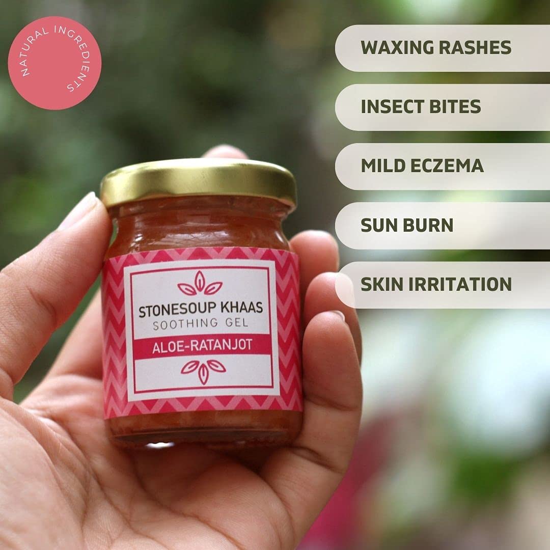 Stonesoup.in Khaas Soothing Gel - Cooling & Hydrating Aloe Vera Gel for Sunburn Relief, Skin Irritation & After Sun Care | Perfect for Post-Workout, Travel & Daily Skincare Routine