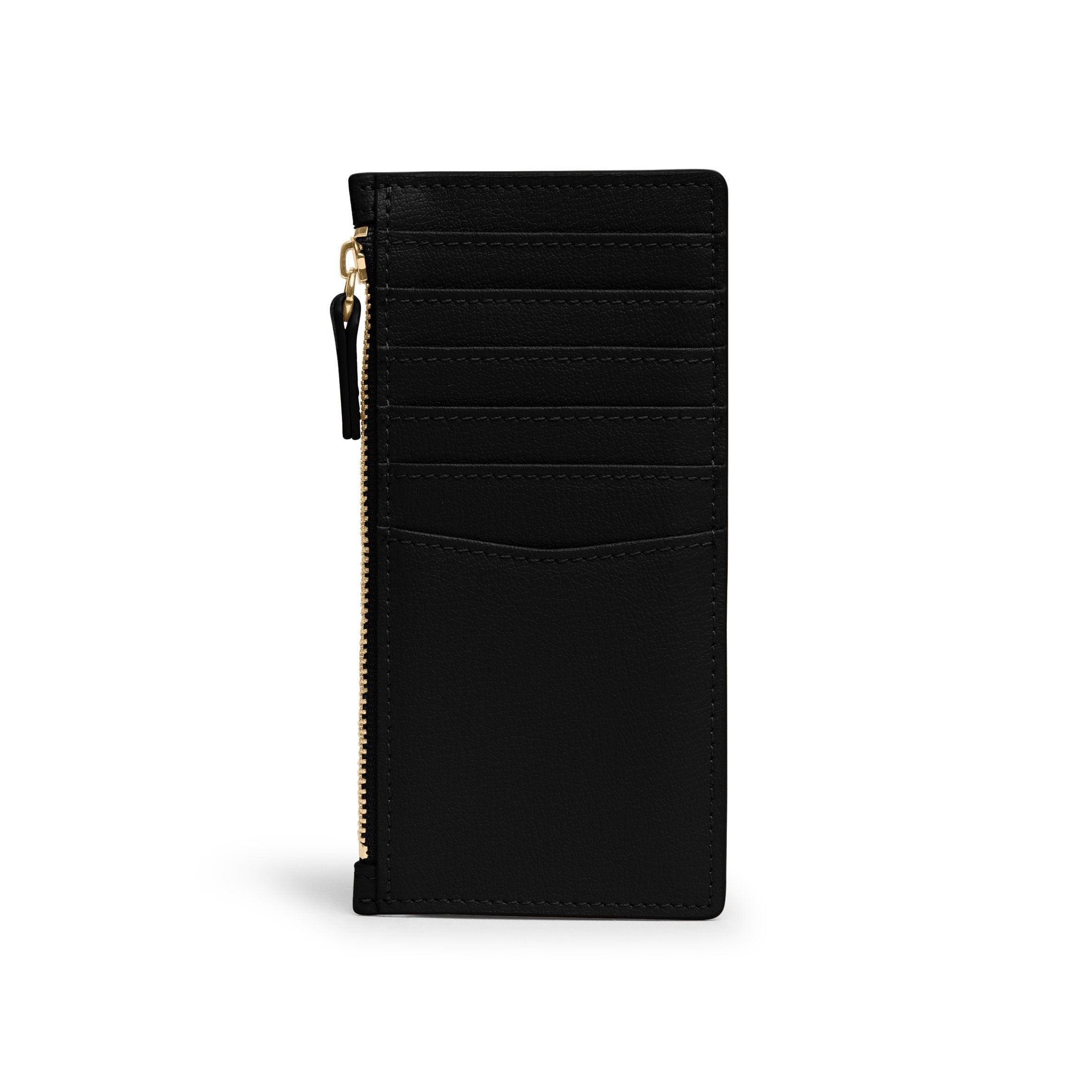 Devon Slim Zip Card Holder Wallet for Men & Women - RFID Blocking, Minimalist Leather Card Case - Perfect for Travel, Business & Everyday Use (Black)